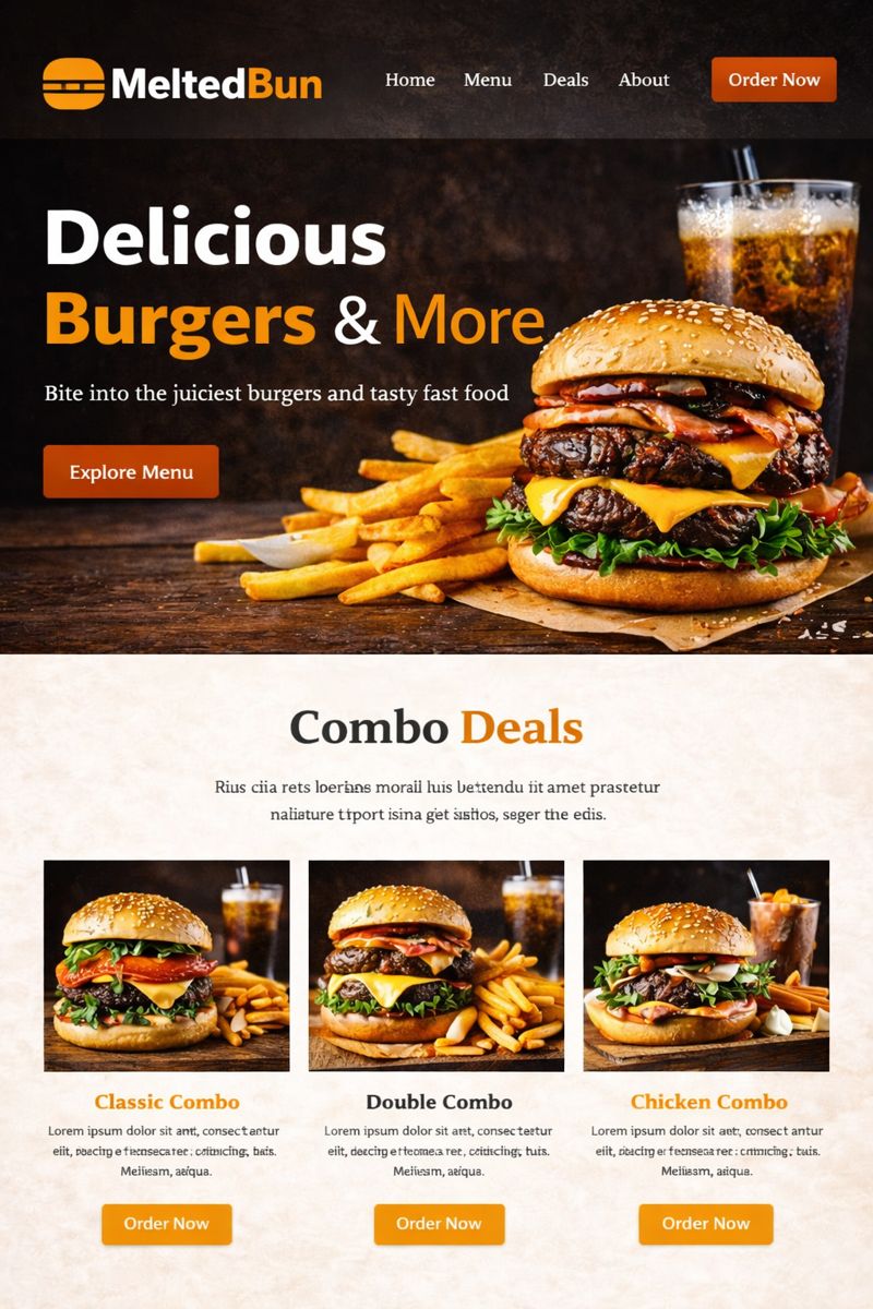 Example burgers website design