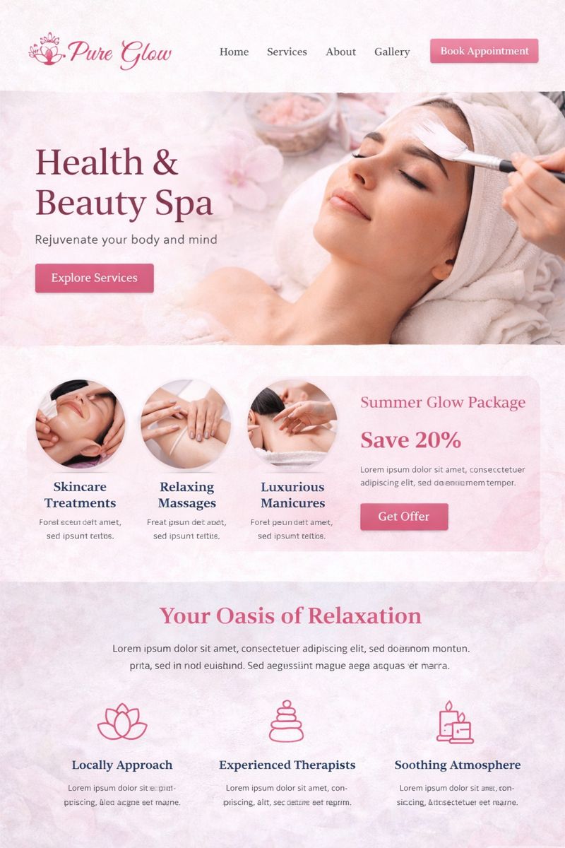 Example beauty salon website design