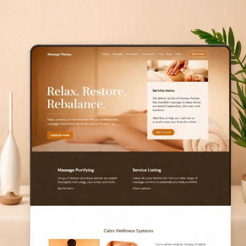 Example massage therapy website design