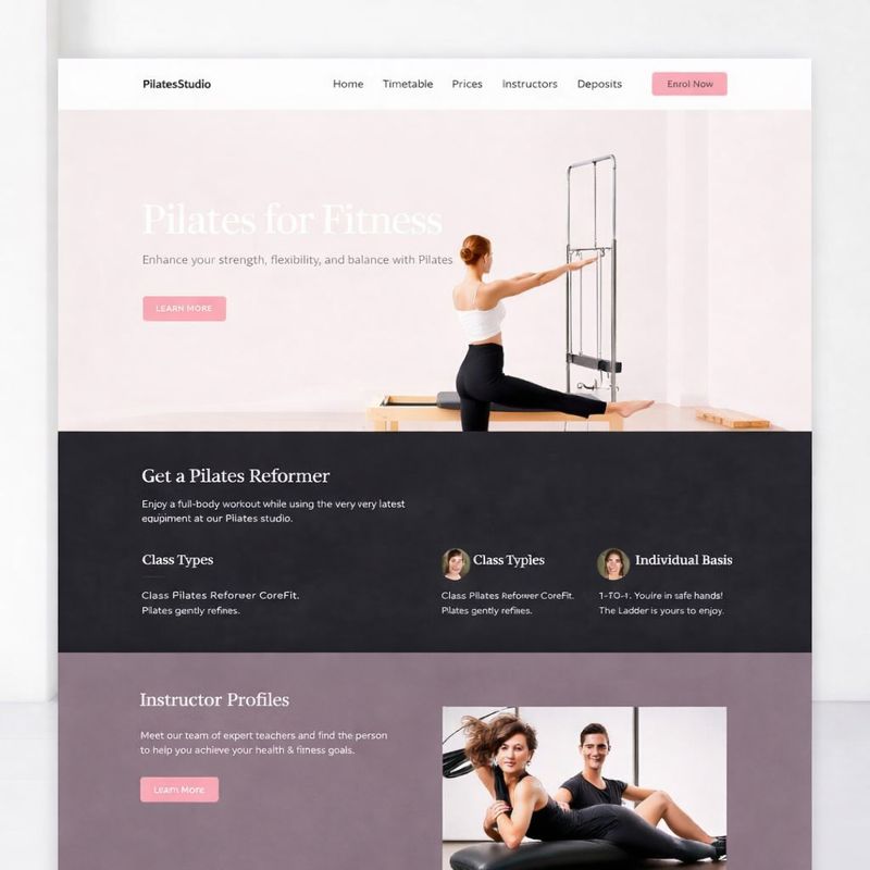 Example pilates studio website design