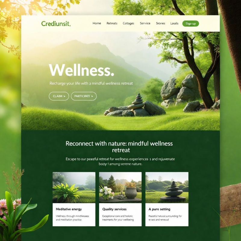 Example wellness retreat website design