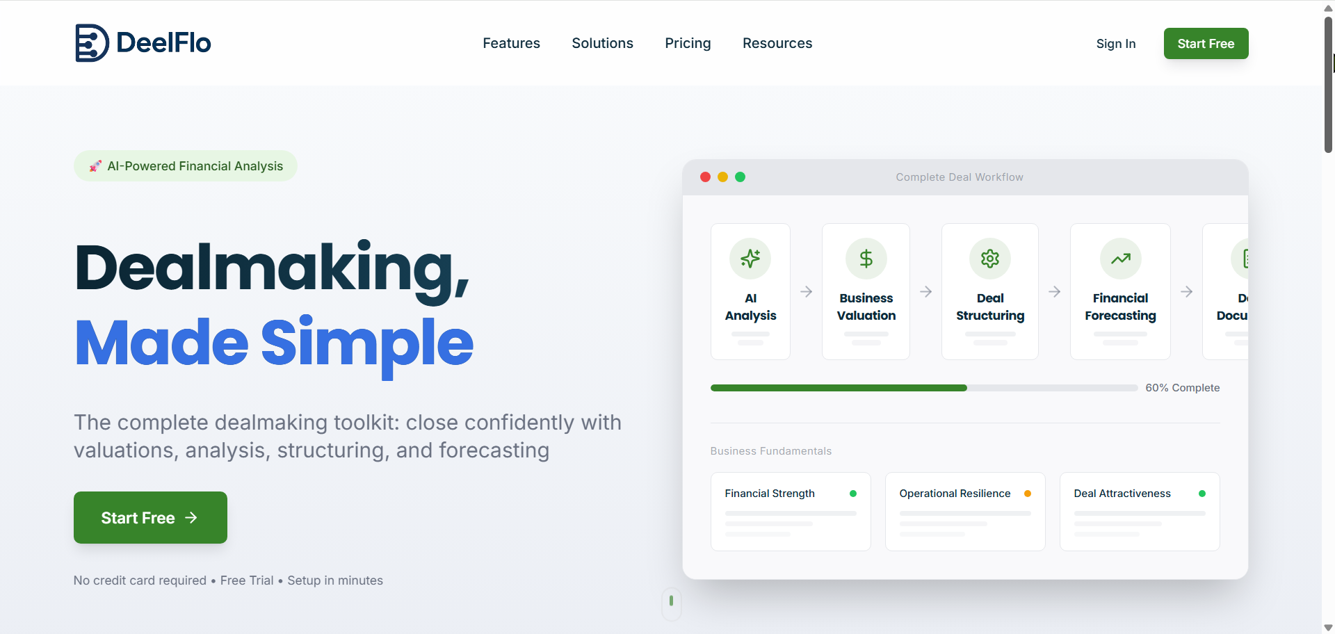 The DeelFlo marketing website home page