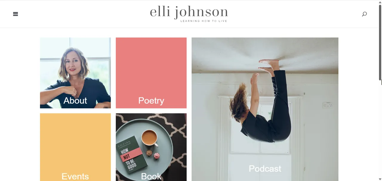 The Elli Johnson website home page