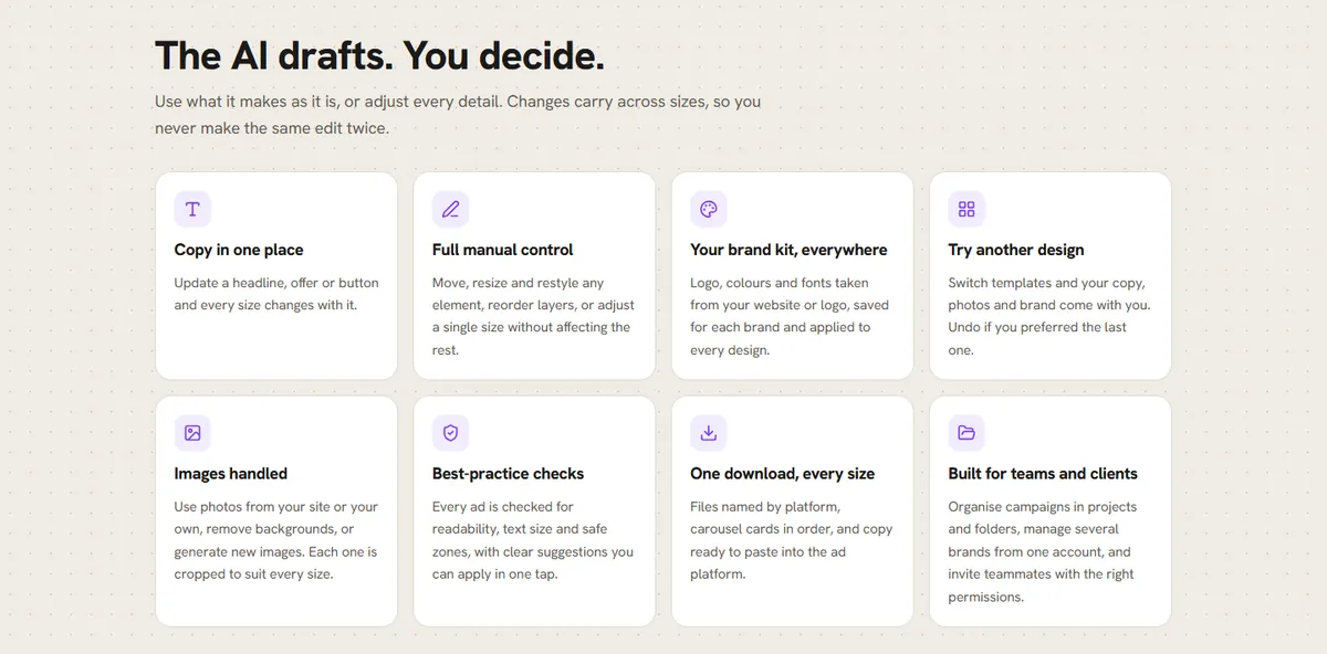 AdCaddy editing features