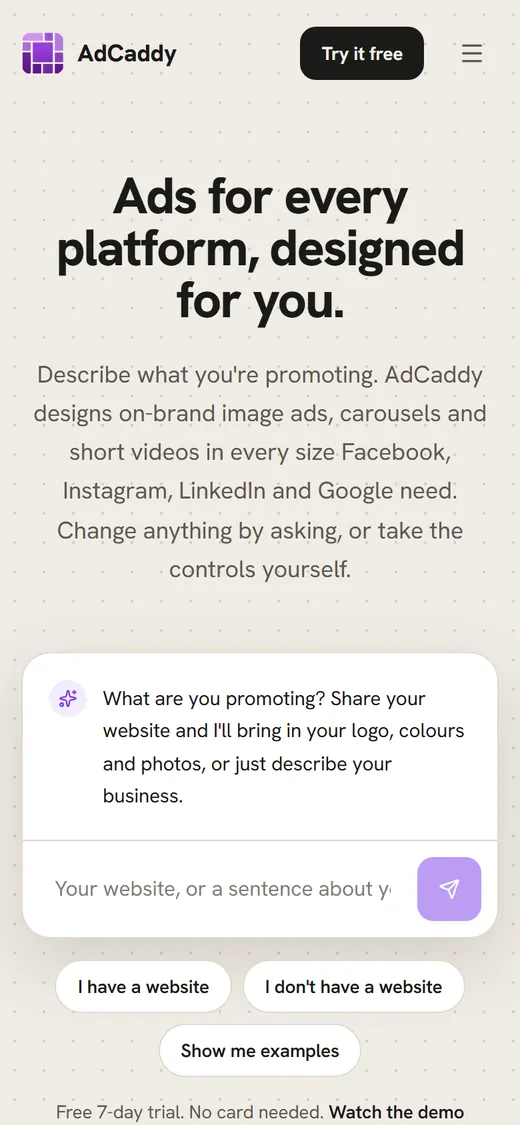 AdCaddy on a phone