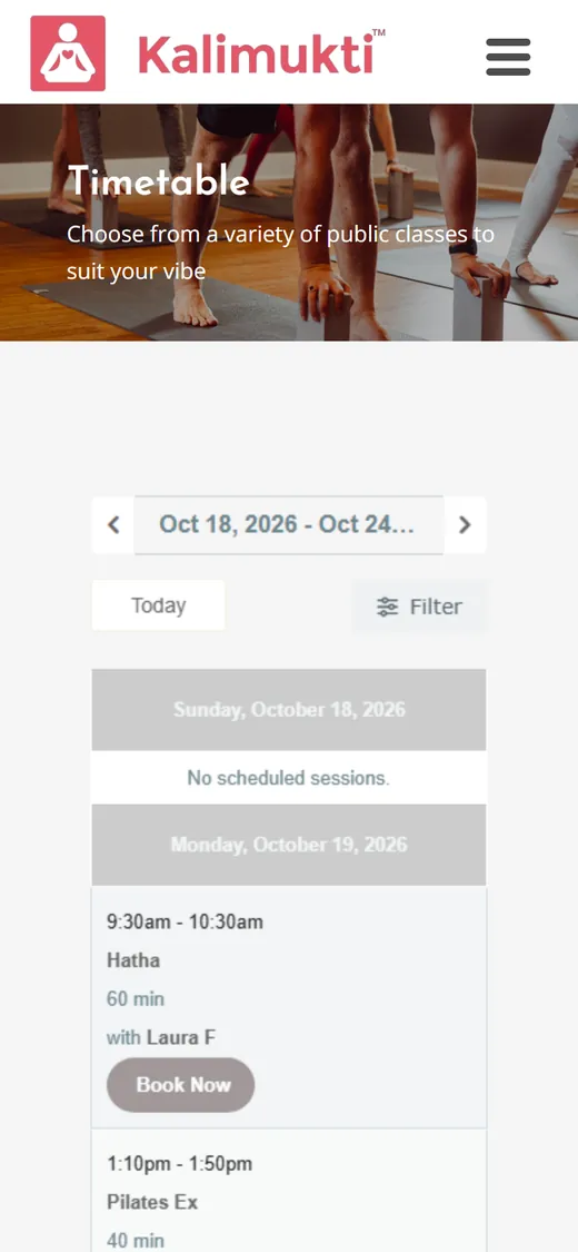 Timetable on a phone